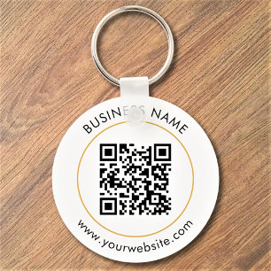 Custom QR Code Text Modern Black White Business Key Ring