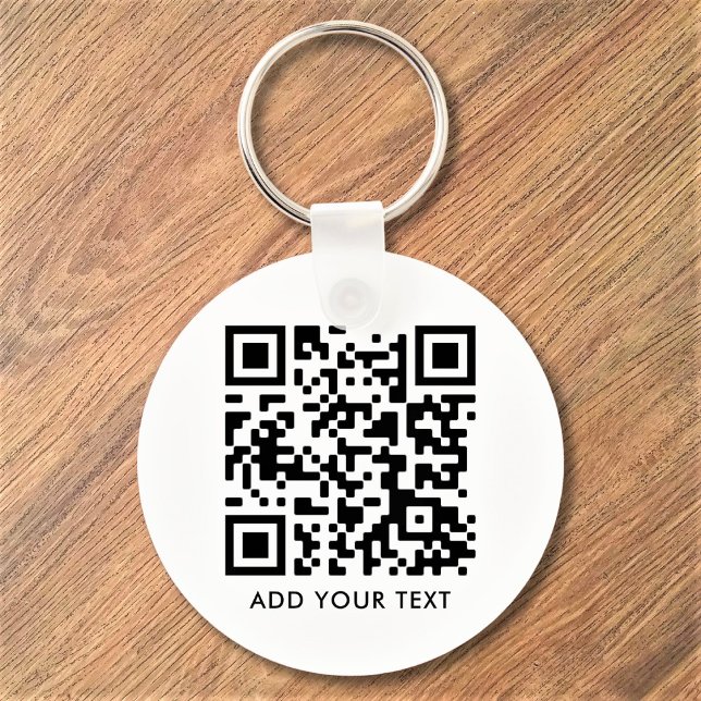 Custom QR Code Text Modern Black White Business Key Ring (Creator Uploaded)