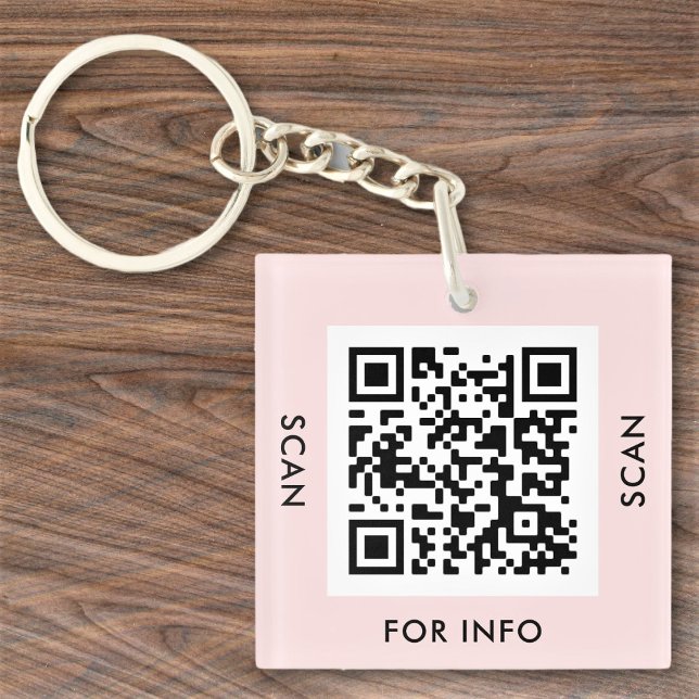 Custom QR Code Text Modern Blush Pink Business Key Ring (Creator Uploaded)