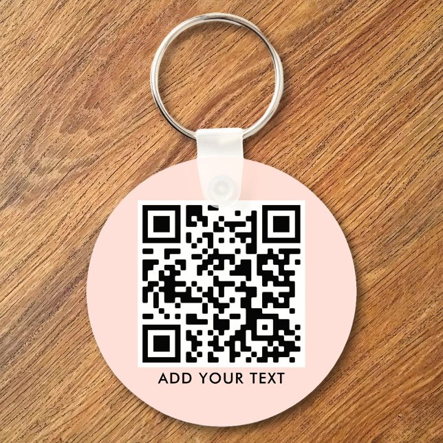 Custom QR Code Text Modern Blush Pink Business Key Ring (Creator Uploaded)