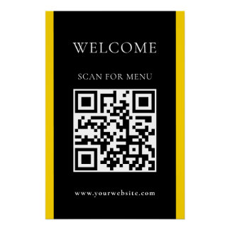 Custom QR Code Text Modern Business Glossy Poster