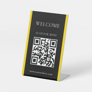 Custom QR Code Text Modern Business Pedestal Sign