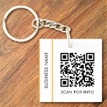 Custom QR Code Text Modern Gold White Business Key Ring<br><div class="desc">Upload a QR code, add text, and easily create your personalised keychain. Click CUSTOMIZE FURTHER to change the background colour or text colour. You can TRANSFER this DESIGN on other Zazzle products and adjust it to fit most of the Zazzle items. Standard Studio designs are made in high-resolution vector graphics...</div>