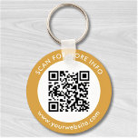 Custom QR Code Text Modern Gold White Business Key Ring<br><div class="desc">Upload a QR code, add text, and easily create your personalised keychain. Click CUSTOMIZE FURTHER to change the background colour or text colour. You can TRANSFER this DESIGN on other Zazzle products and adjust it to fit most of the Zazzle items. Standard Studio designs are made in high-resolution vector graphics...</div>