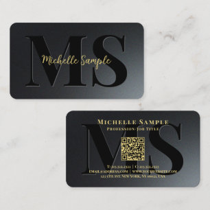 Custom QR Code Text Name Luxury Gold Typography Business Card