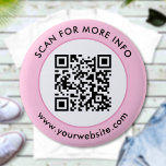 Custom QR Code Text Pink White Black 6 Cm Round Badge<br><div class="desc">Upload a QR code, add text, and easily create your personalised button. Click EDIT to change the border colour or text colour. You can TRANSFER this DESIGN on other Zazzle products and adjust it to fit most of the Zazzle items. Standard Studio designs are made in high-resolution vector graphics for...</div>