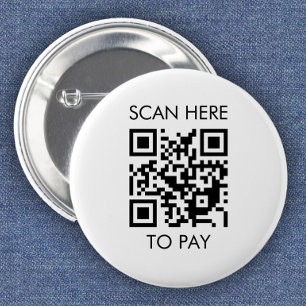Custom QR Code / Text White 6 Cm Round Badge