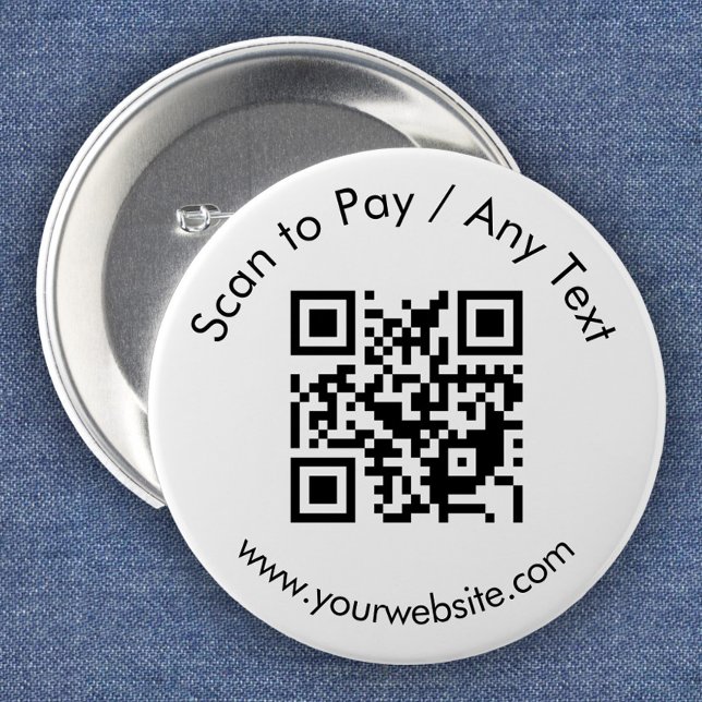 Custom QR Code / Text White  6 Cm Round Badge (Creator Uploaded)