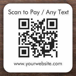 Custom QR Code / Text White Square Paper Coaster