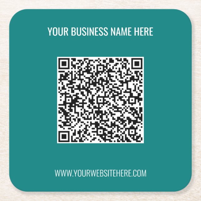 Custom QR Code Text Your Business Paper Coaster (Front)