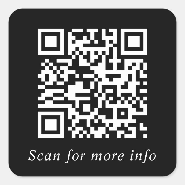 Custom QR Code Website Generator Black Square Sticker (Front)
