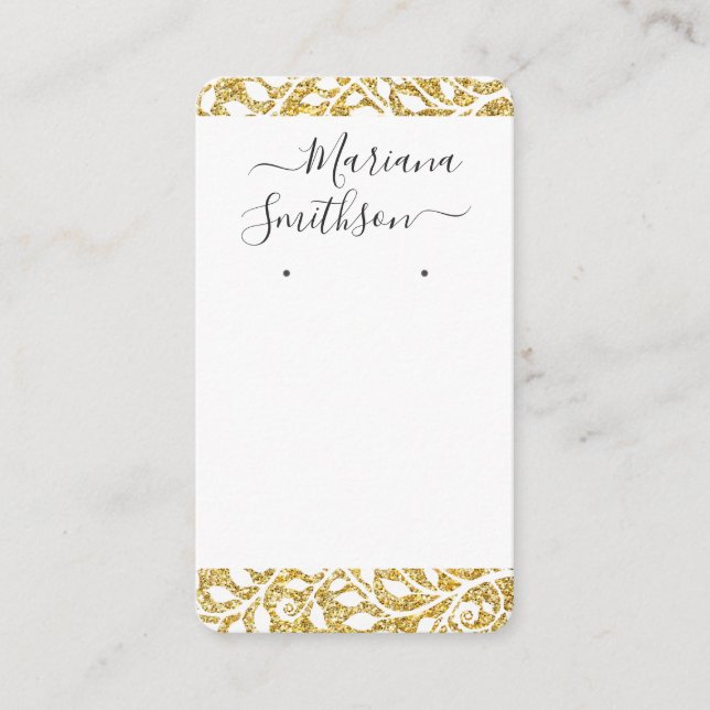   Custom QR Code White Gold Earrings Display Cards (Front)