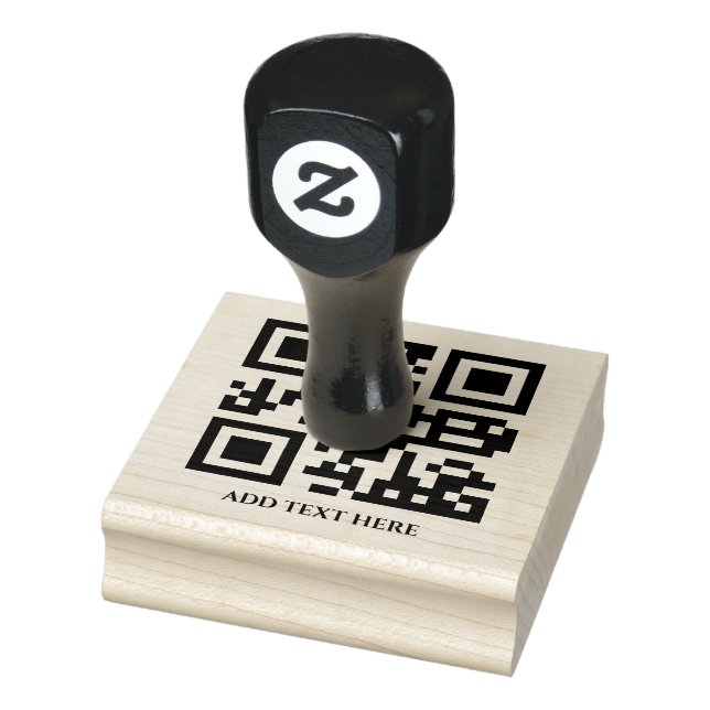 Custom QR Code | Your Text Modern Minimalist Clean Rubber Stamp (Stamp)