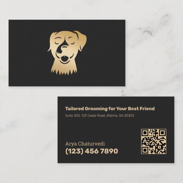 Custom QR Dog Grooming Calling Card (Front/Back)