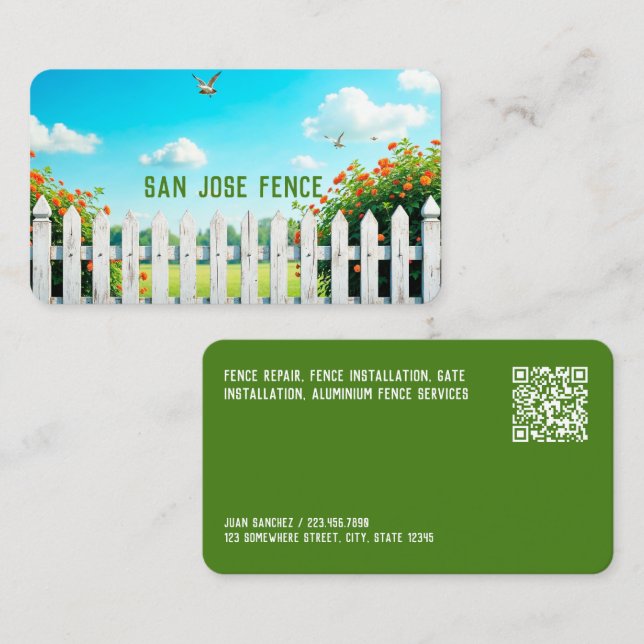 Custom QR Fence Building & Repair Business Card (Front/Back)
