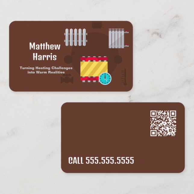 Custom QR Heating Engineer Business Card (Front/Back)