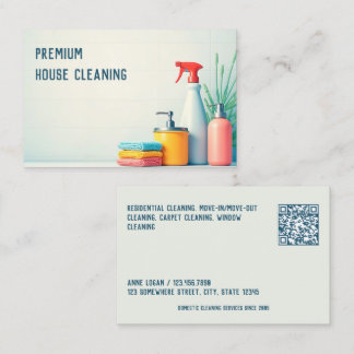Custom QR House Cleaning Business Card