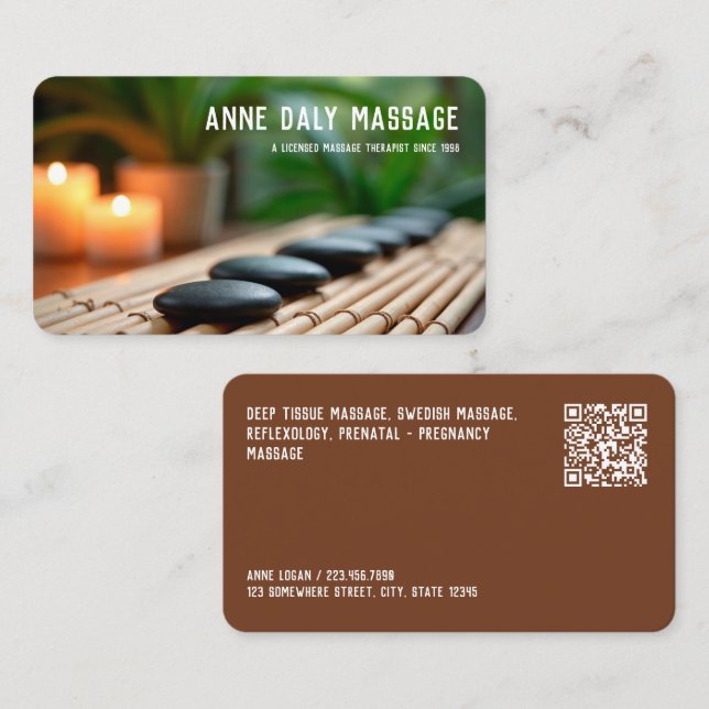 Custom QR Massage Spa Business Card (Front/Back)