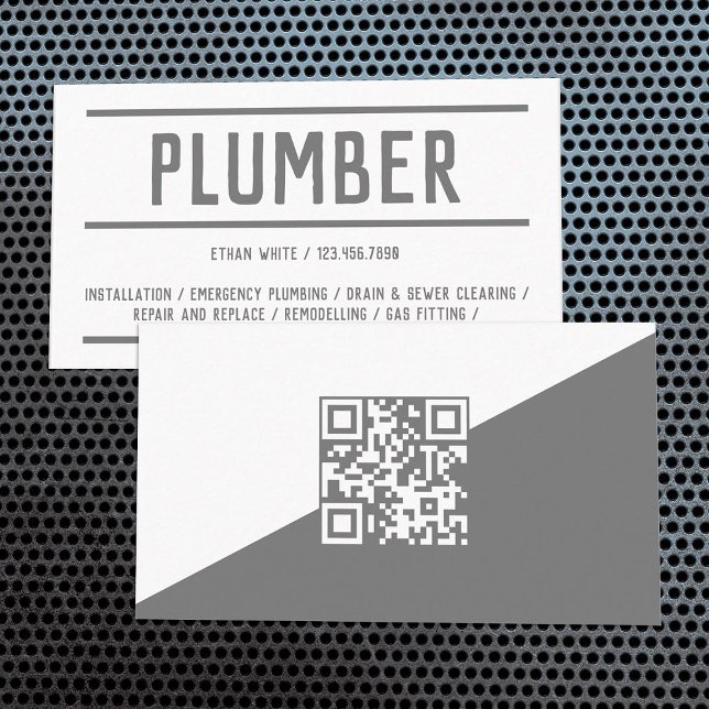 Custom QR Plumbing Business Card (Custom QR Plumbing Business Cards)