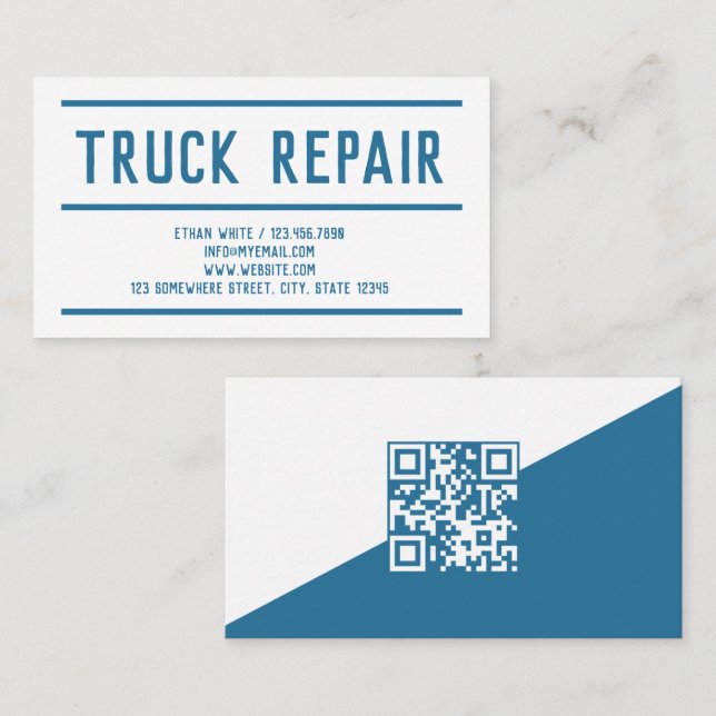 Custom QR Truck Repair Business Card (Front/Back)