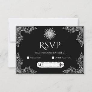 Custom QRCode Elegant Black and White Wedding RSVP Card