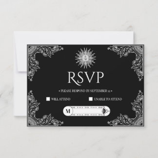Custom QRCode Elegant Black and White Wedding RSVP Card