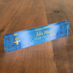 Custom QUEEN BEE Aesthetic Blue Holder Nameplate
