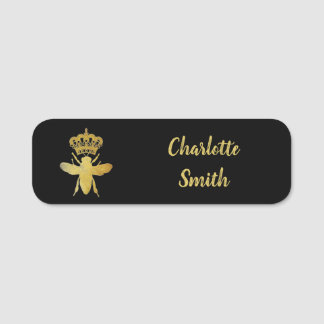 Custom QUEEN BEE Gold Black Badge Pin Magnetic