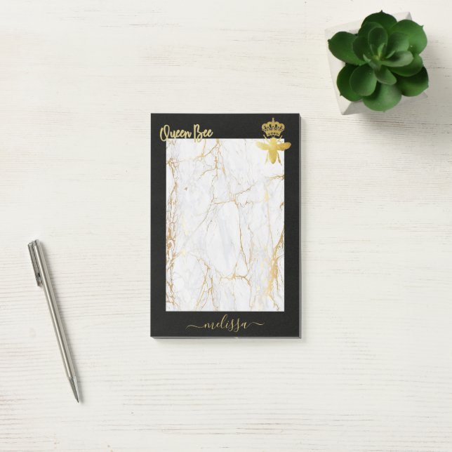 Custom QUEEN BEE Marble Gold School Office Supply Post-it Notes (Office)