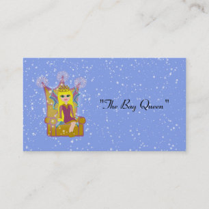 Custom Queen Fairy Long Blonde Hair Green Eyes Business Card