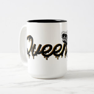 Custom Queen Gold crown with Name Two-Tone Coffee Mug