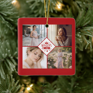Custom Queen Mom Photo Collage Keepsake Ceramic Ornament