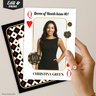 Custom Queen of Hearts Birthday Invite, Casino  Invitation