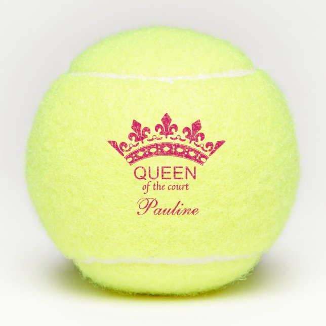 Custom Queen of the Court Pink Tennis Balls (Front)