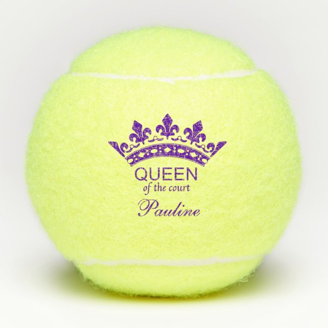 Custom Queen of the Court Purple Tennis Balls (Front)