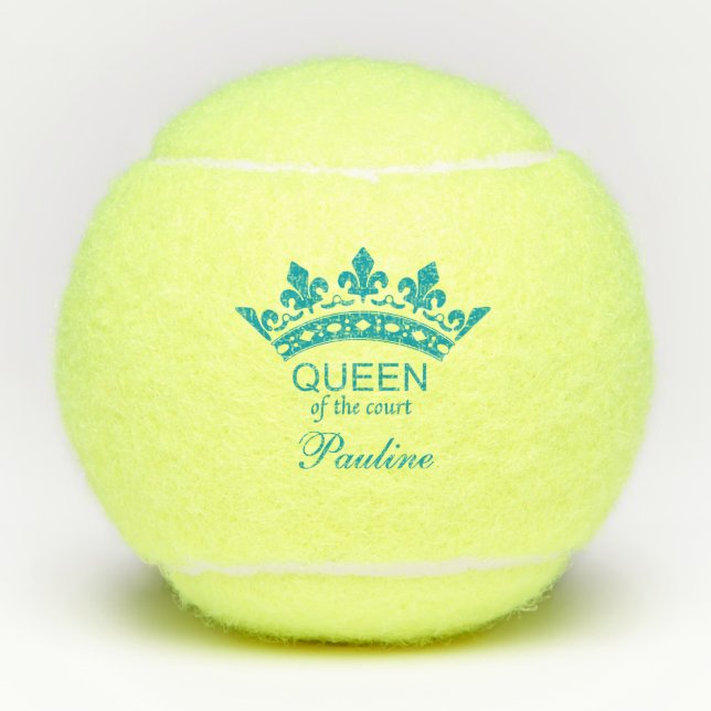 Custom Queen of the Court Teal Tennis Balls (Front)