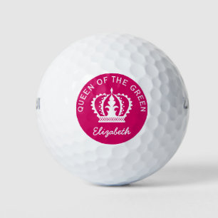 Custom Queen of the Green Hot Pink Crown  Golf Balls