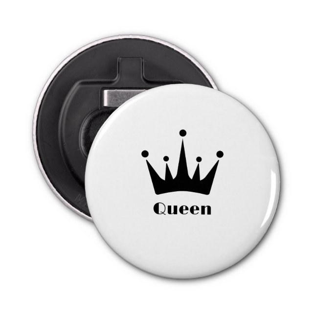 Custom Queen Text Black Colour Crown Image Bottle Opener (Front)