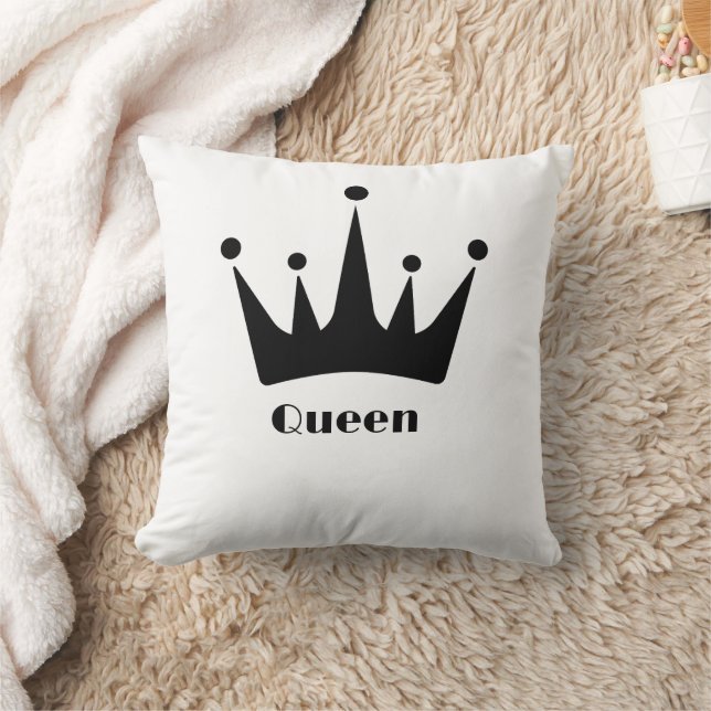 Custom Queen Text Black Colour Crown Image Cushion (Blanket)