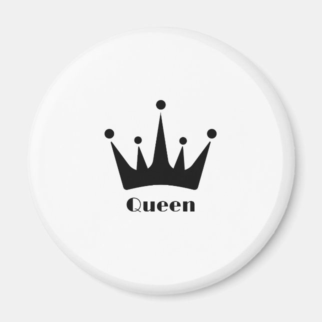 Custom Queen Text Black Colour Crown Image Magnet (Front)