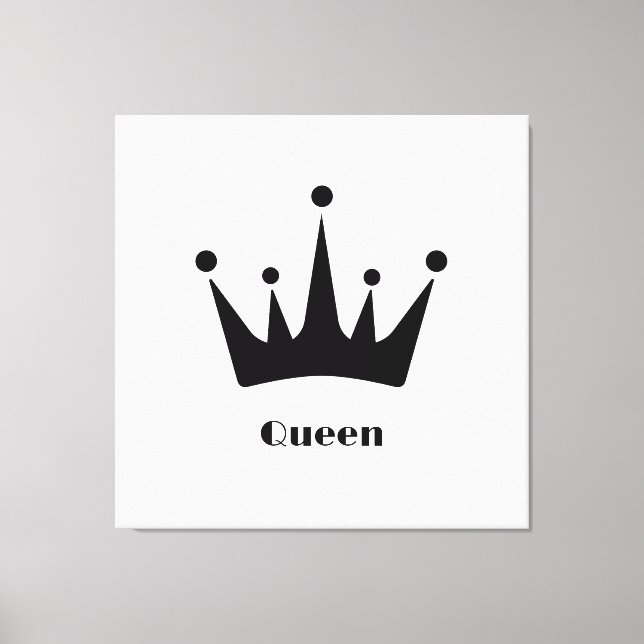 Custom Queen Text Black Colour Crown Stretched  Canvas Print (Front)
