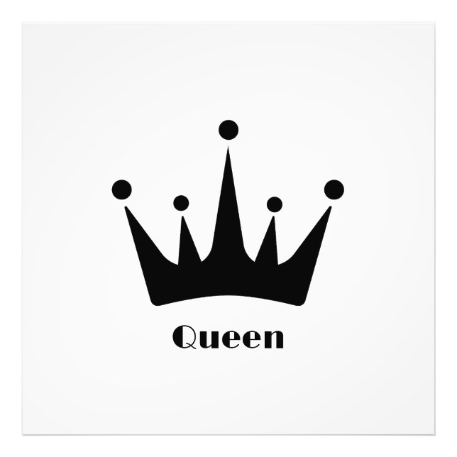 Custom Queen Text Black Crown Photo Enlargement (Front)