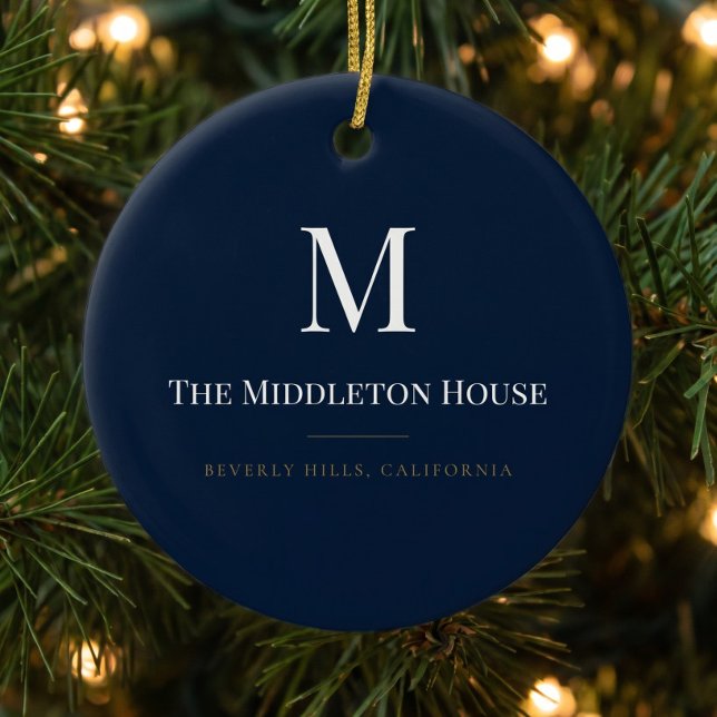 Custom Quiet Luxury Estate Monogram Christmas Ceramic Tree Decoration (Creator Uploaded)