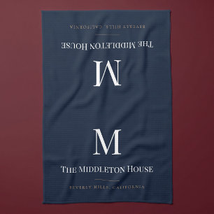 Custom Quiet Luxury Estate Monogram Family Name Tea Towel