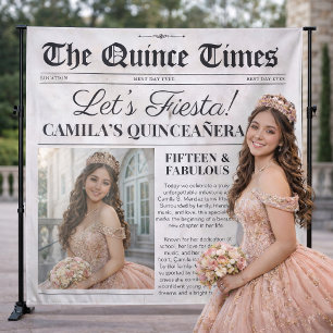 Custom Quinceañera Backdrop Newspaper Tapestry
