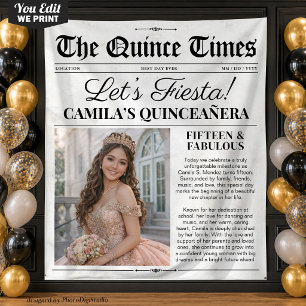 Custom Quinceañera Backdrop Newspaper Tapestry