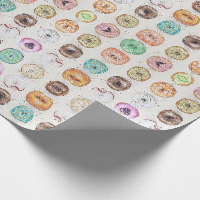 Custom Quirky Doughnut Illustration Pattern Wrapping Paper (Corner)