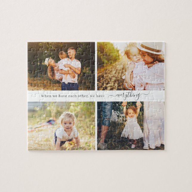 Custom Quote 4 Photos Gallery Personalised Puzzle (Horizontal)