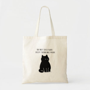 Custom Quote Black Cat Deep Thinking Mode  Tote Bag
