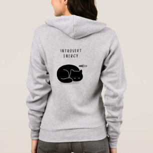 Custom Quote Black Cat Introvert Energy Women's Hoodie